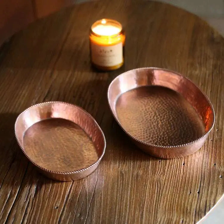 The Deep Oval Tray | Hand-Hammered Copper