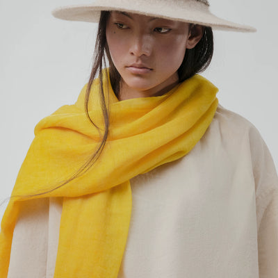 The Solar Scarf | Hand-Painted White Yak Down