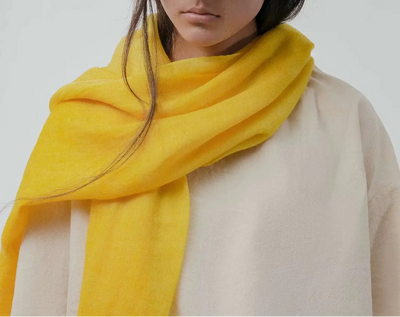 The Solar Scarf | Hand-Painted White Yak Down -  - Utkik